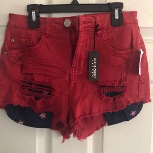 High rise jean shorts